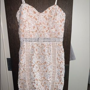 Lulus Tan and White Dress